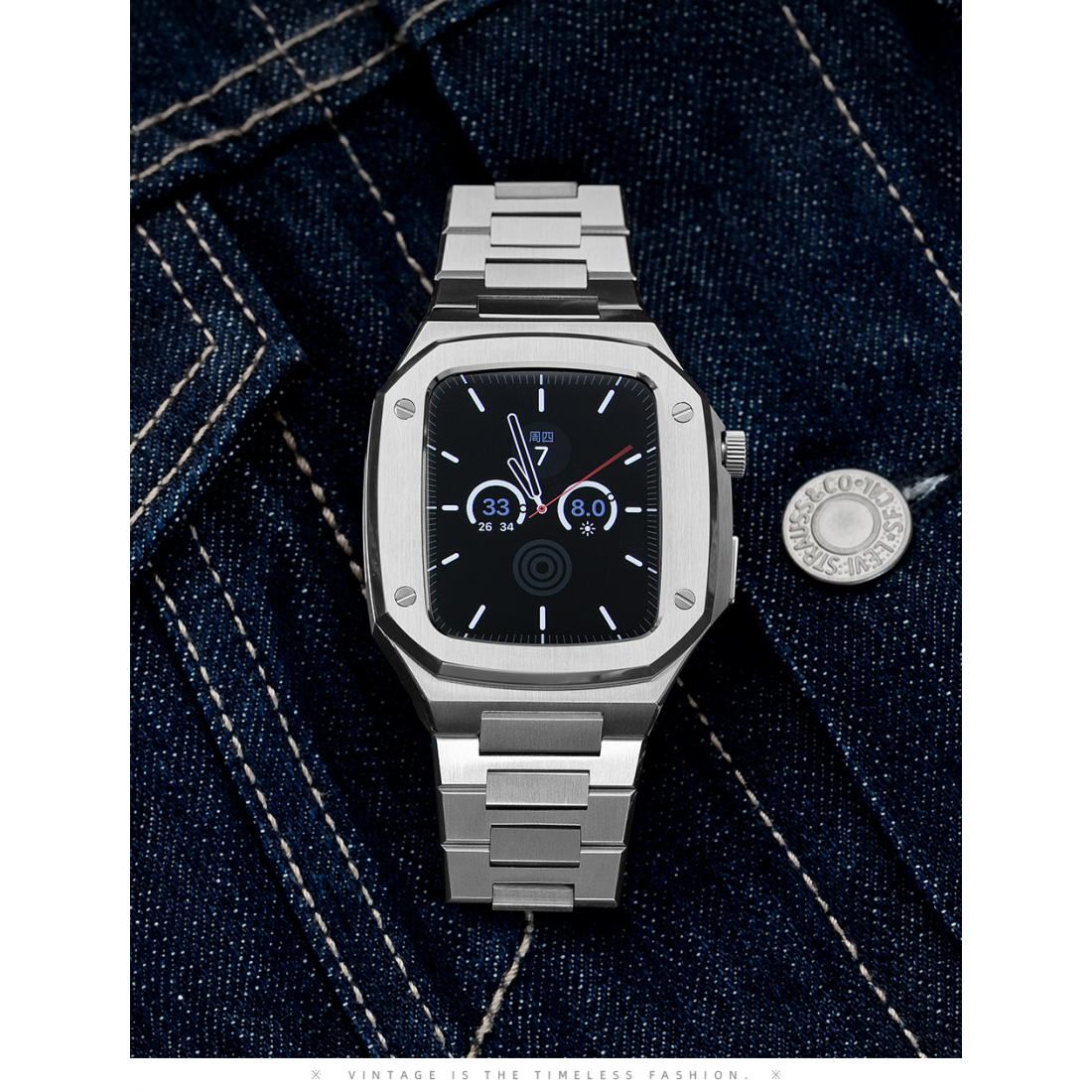 Luxury Metal Watch Case for Apple Watch Series 7 6 5 4 3 2 1 Stainless Steel Watch Protective